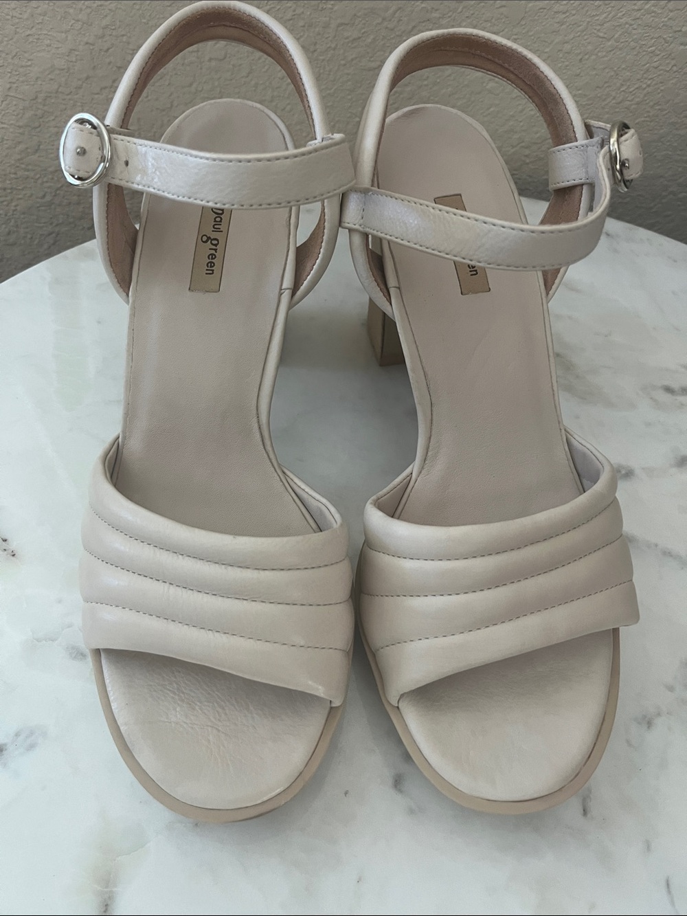 Paul Green Neutral Beige Block Heel Ankle-Strap Sandals - Picture 7 of 7